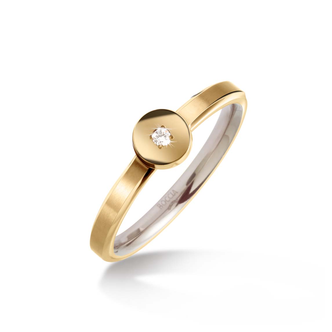 0153-03yo1iPbJpeGKgy Boccia Damenring Titan goldplattiert mit Brillant