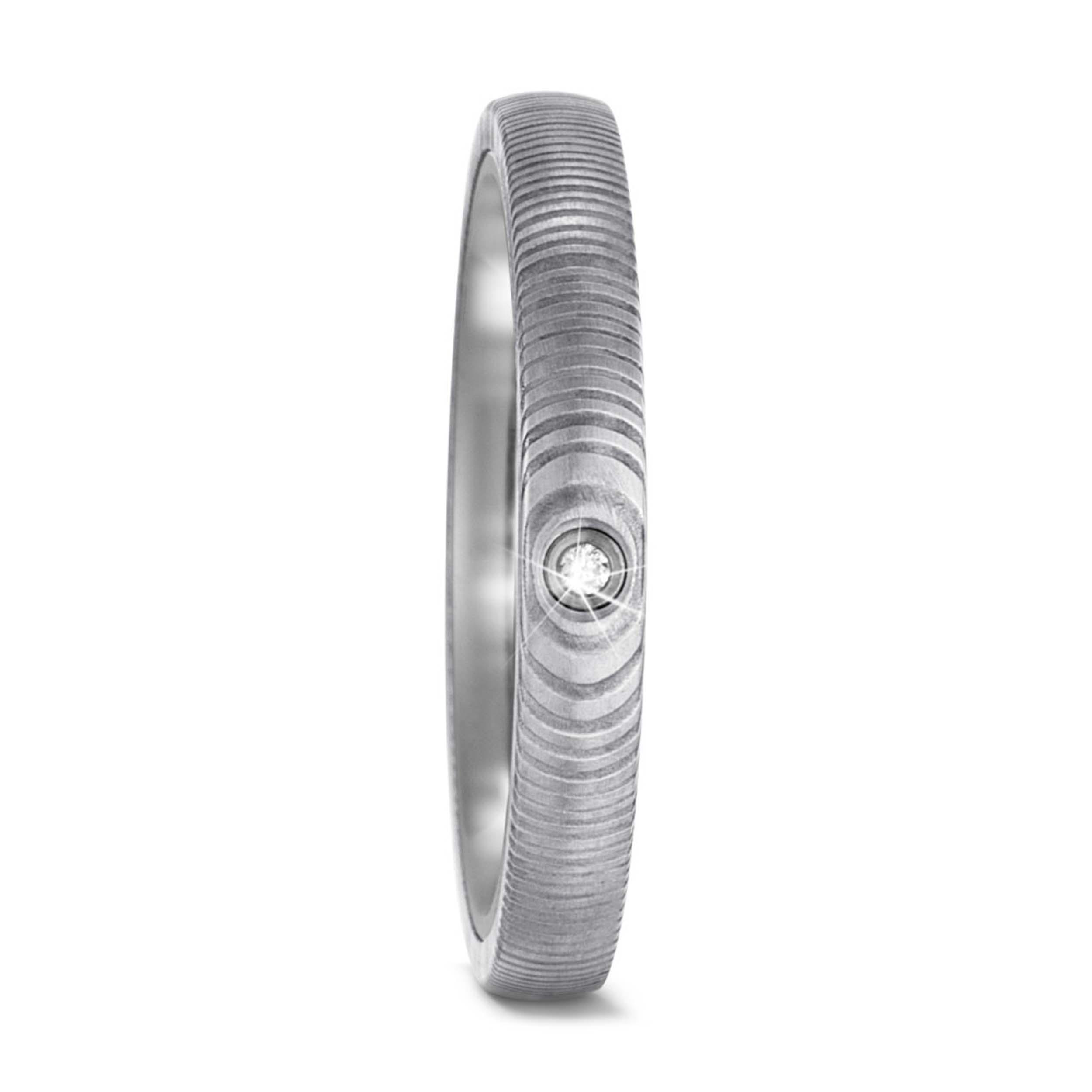 10527 Titan Factory Trauring Titan und Damaszener Stahl mit Brillant