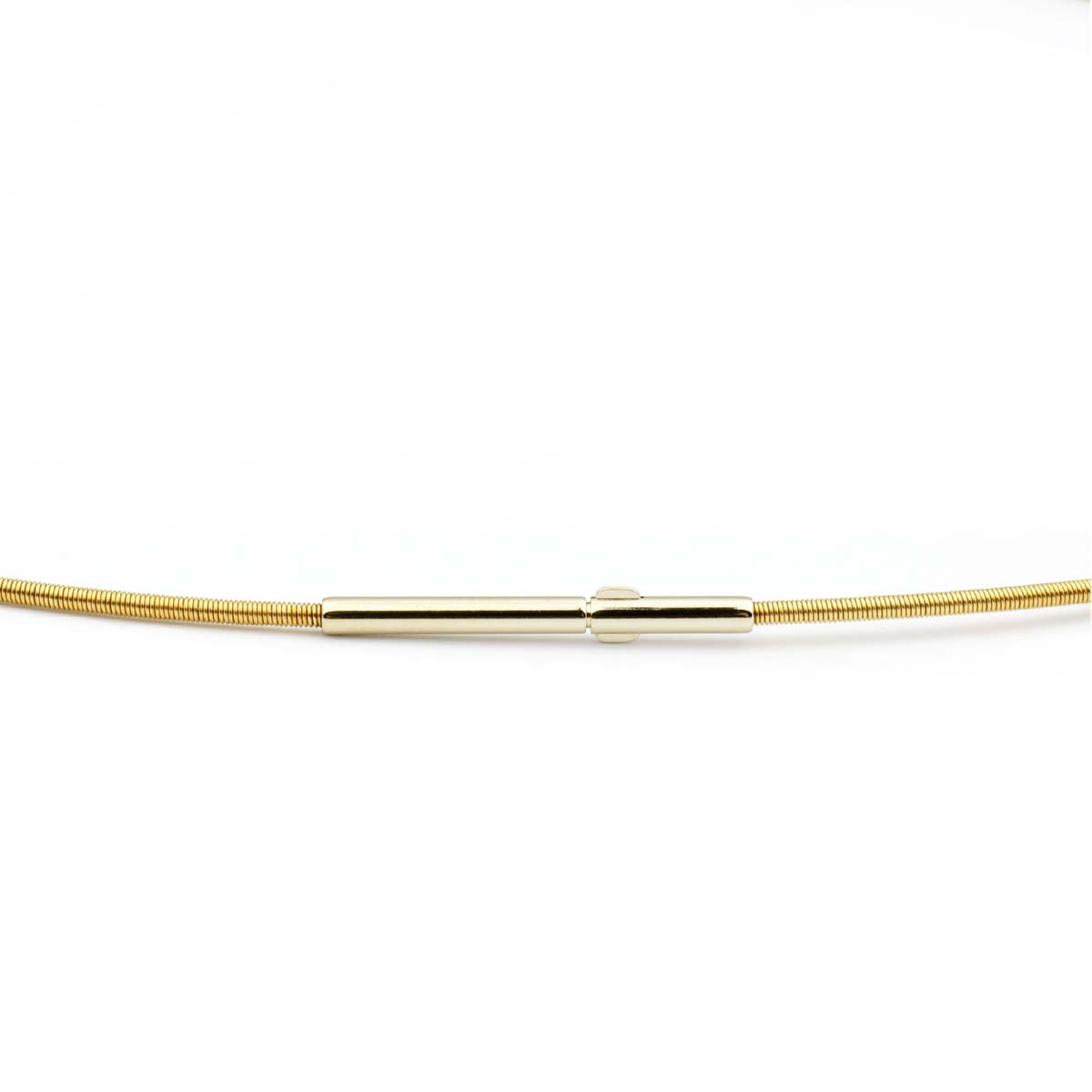 Flexibler Spiral-Halsreif 1,4 mm Edelstahl vergoldet mit Doppelclipschließe