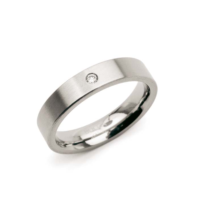 0121-04 Nickelfreier Boccia Titanring Partnerring Trauring mit Brillant