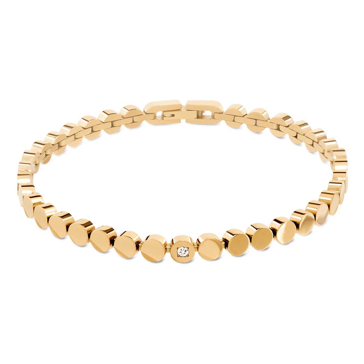 Boccia Armband mit Brillant Titan goldplattiert