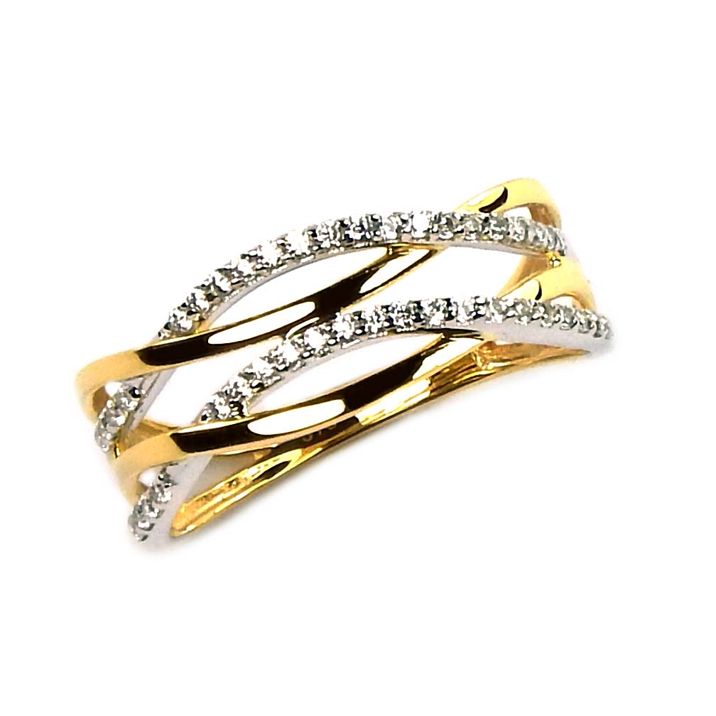 Damenring Gelbgold und Weißgold 333/000 mit Zirkonia, Zirkoniaring für Damen bicolor