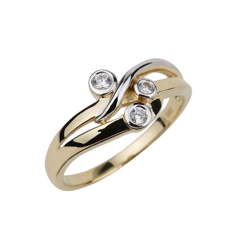 Zirkoniaring Gold 585/000 bicolor