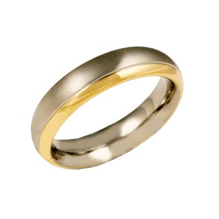 0130-08 Nickelfreier Boccia Ring Titan teil-goldplattiert