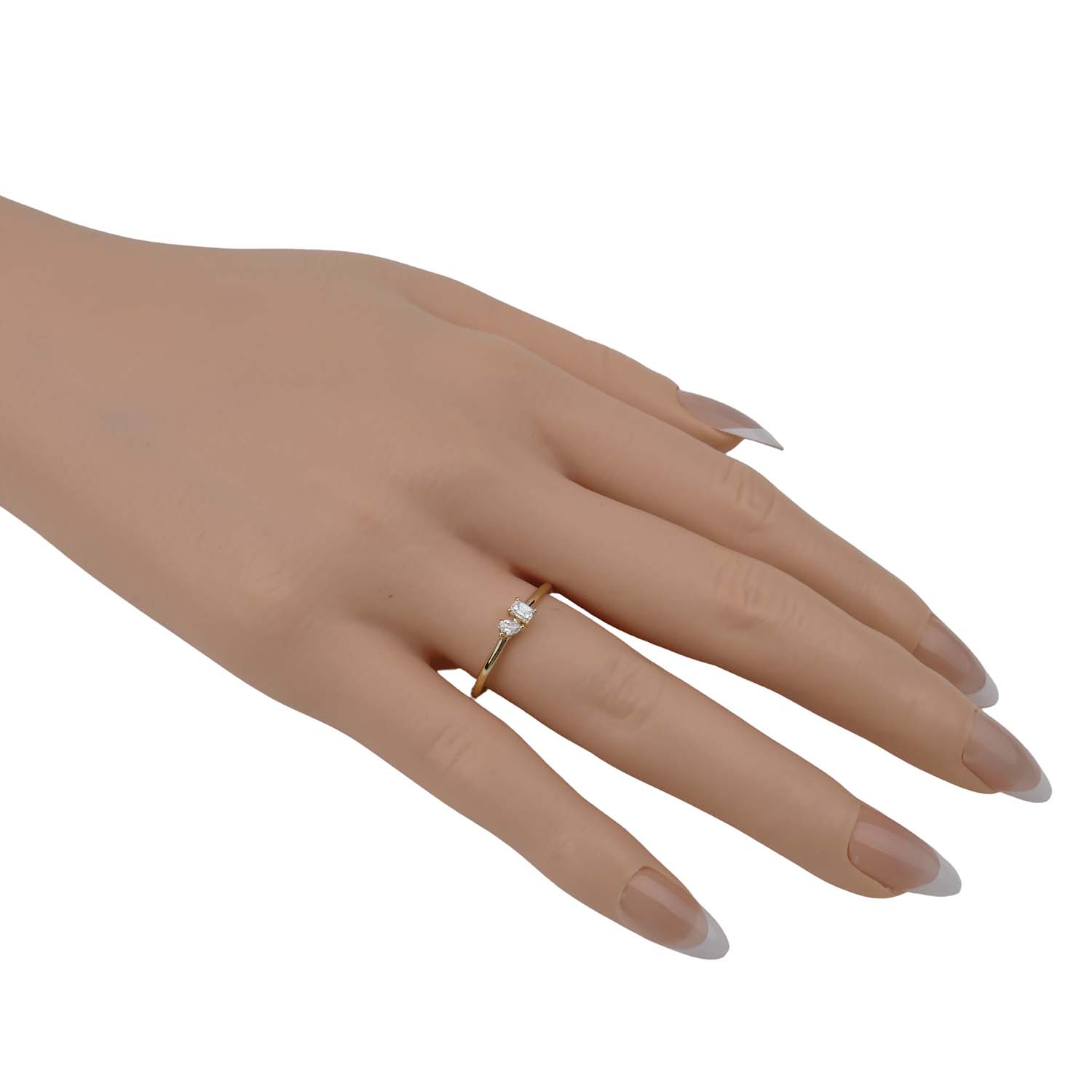 Verlobungsring Gelbgold 585/000 mit Diamanten im Smaragd- und Tropfenschliff