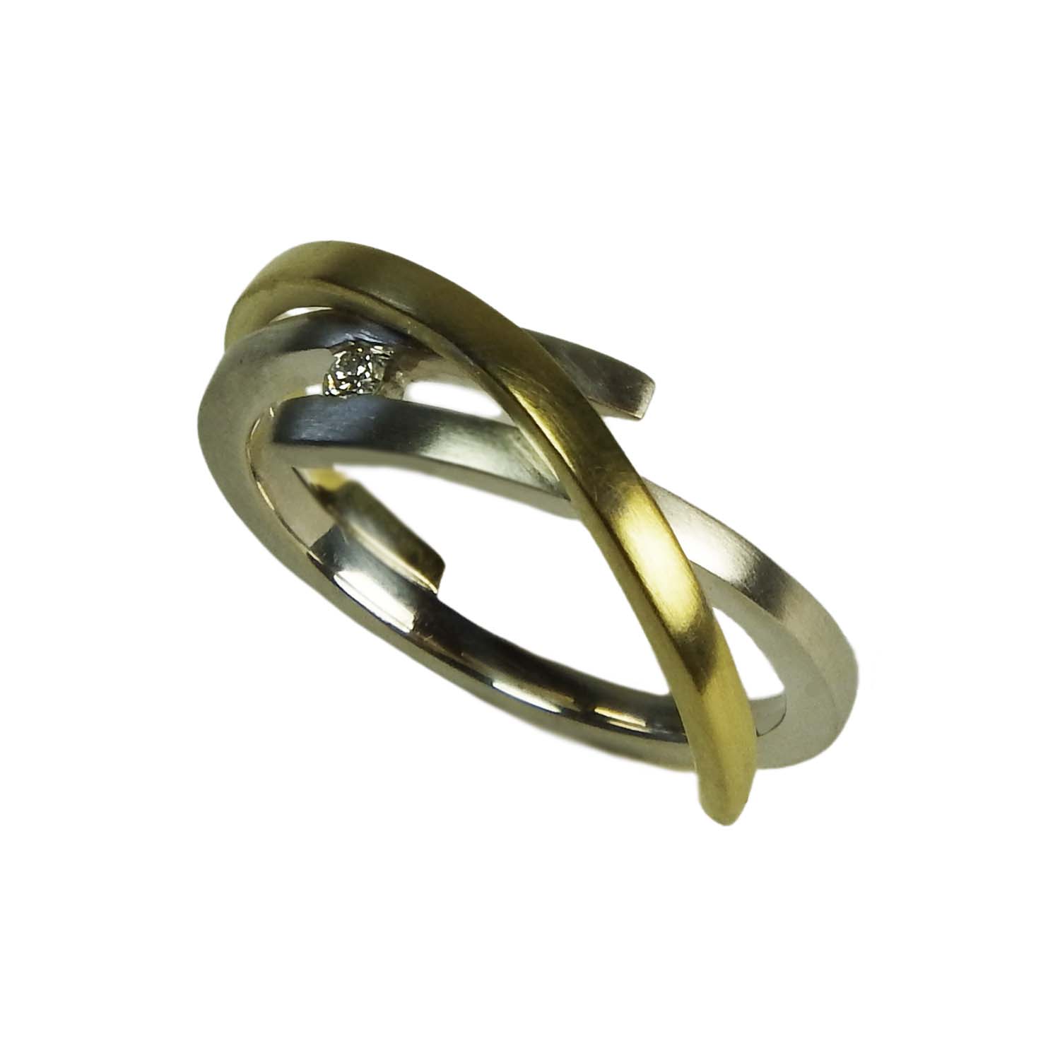 Brillantring Gold bicolor Gelbgold und Weißgold 585/000