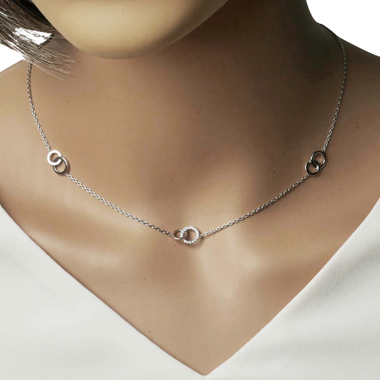 Collier Weißgold 585/000 mit Zirkonia