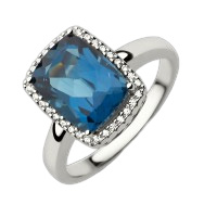 33483 Damenring Silber mit Zirkonia London Blue