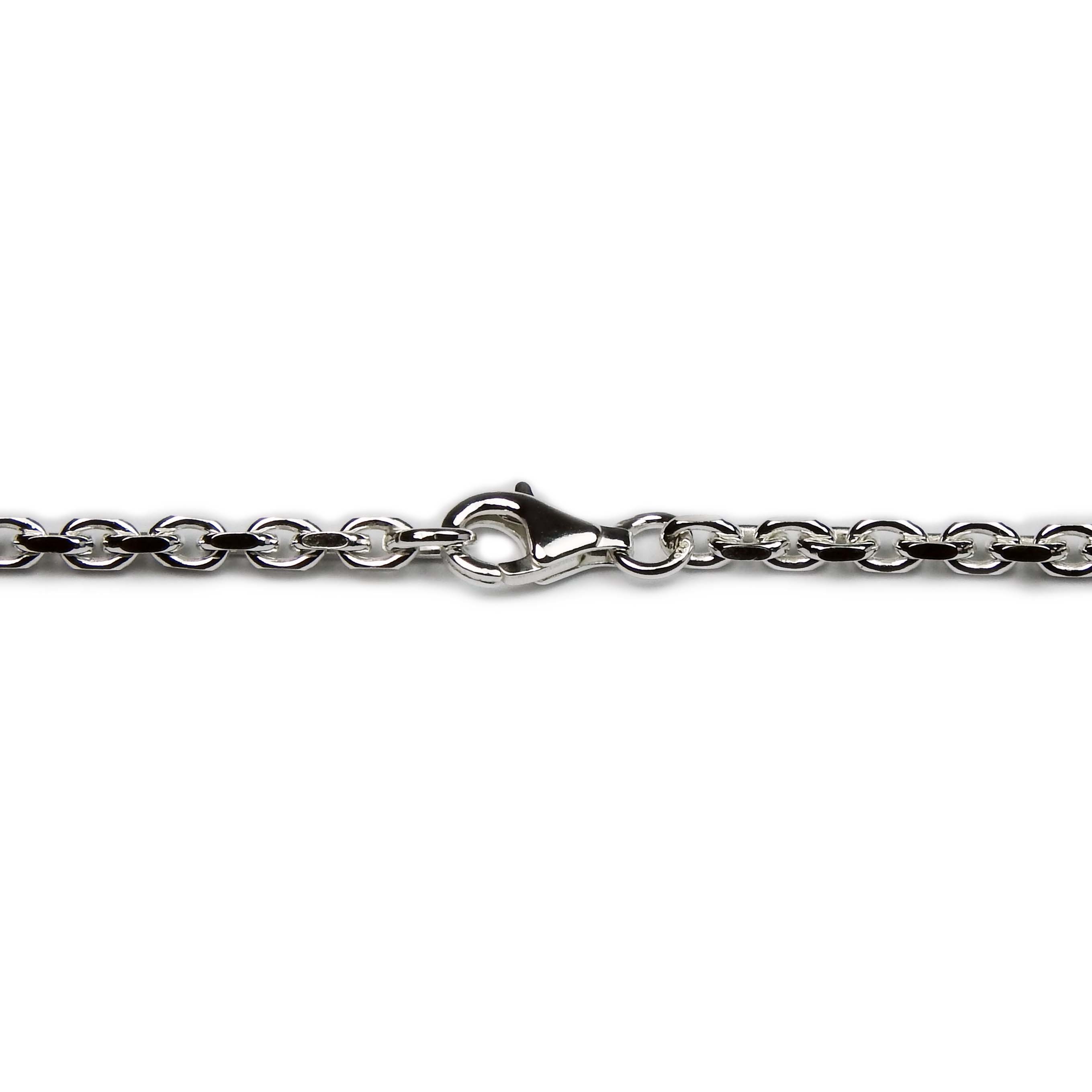 Anker-geschliffen-Silber-dick-mit-Karabiner Massive Halskette Anker diamantiert Sterlingsilber 3,1 mm