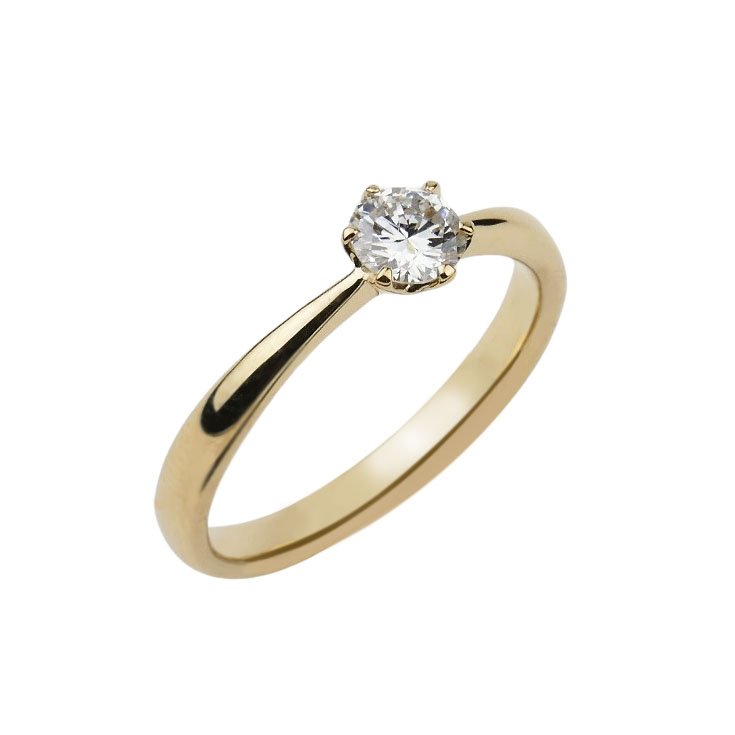 Verlobungsring Gelbgold 750/000 mit Brillant 0,34 ct. aus der Goldschmiede Verlobungsring Gelbgold 750/000 mit Brillant 0,34 ct. aus der Goldschmiede