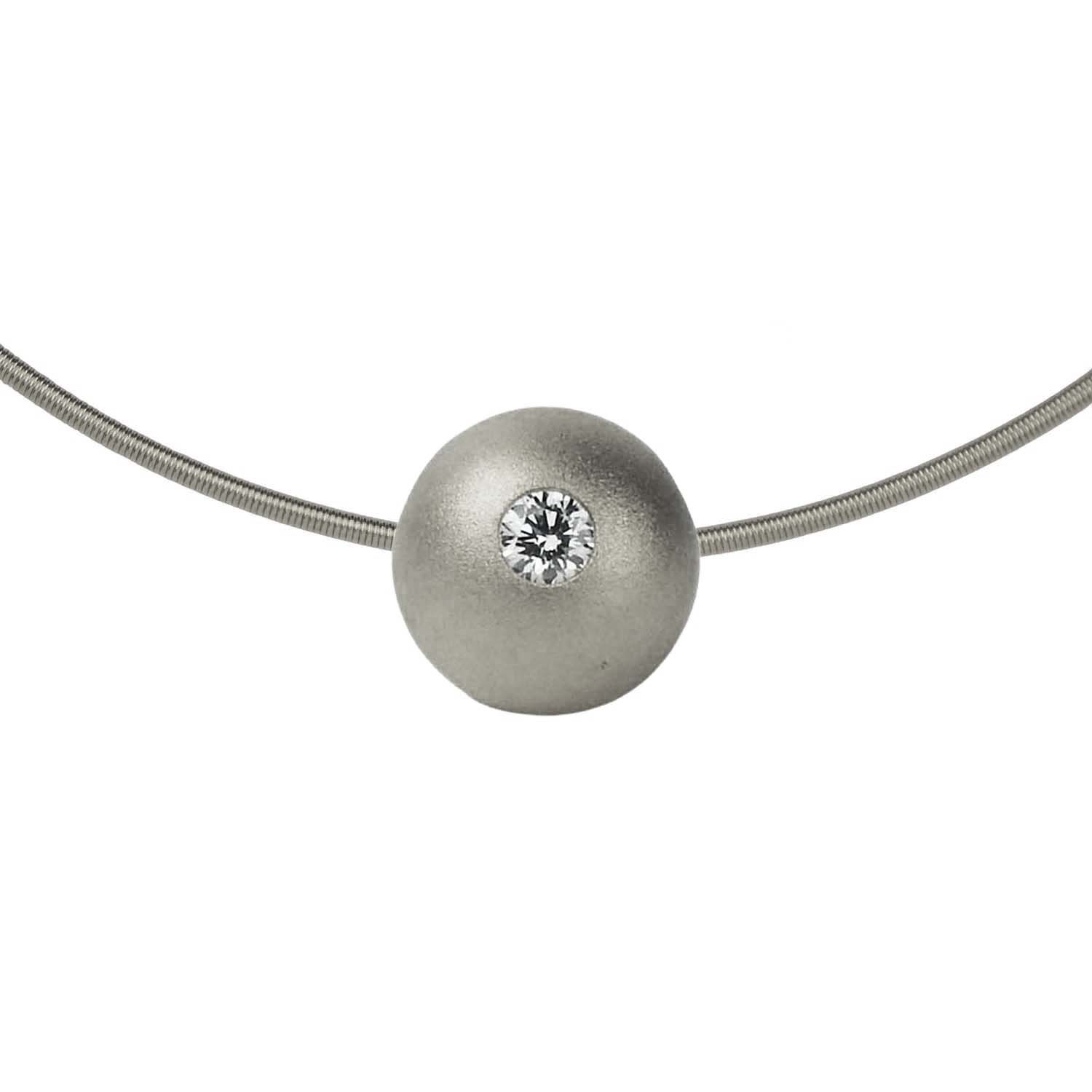 913288-012-1 Anhänger Bunz Kugel 12 mm mit Brillant Déco Art by Micha Bunz Platin 950/000