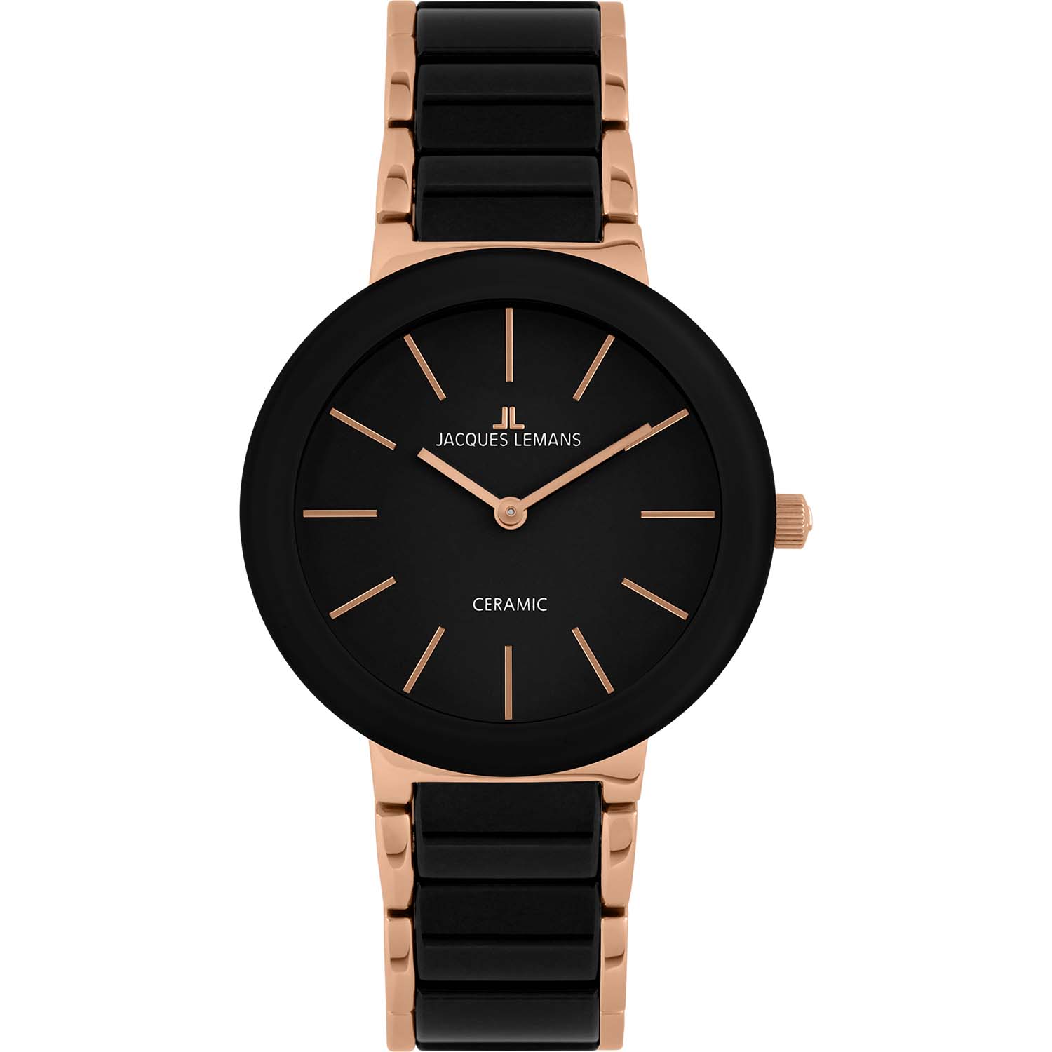 42-7C Reduzierte Jacques Lemans Damenuhr Keramik Quartz