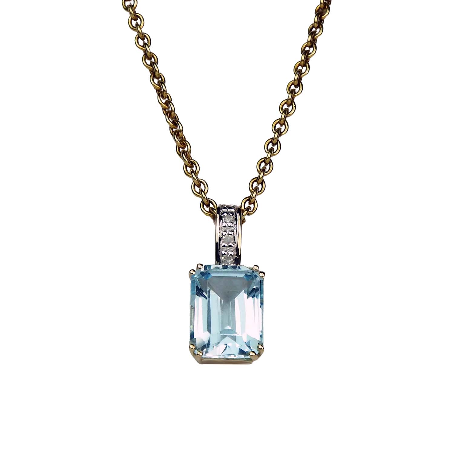 32982-1 Blautopasanhänger mit Diamanten Gelbgold 585/000 Anhänger mit Blautopas