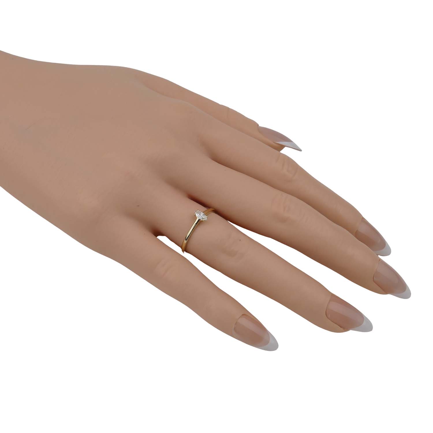Verlobungsring Gelbgold 585/000 mit Navette-Diamant
