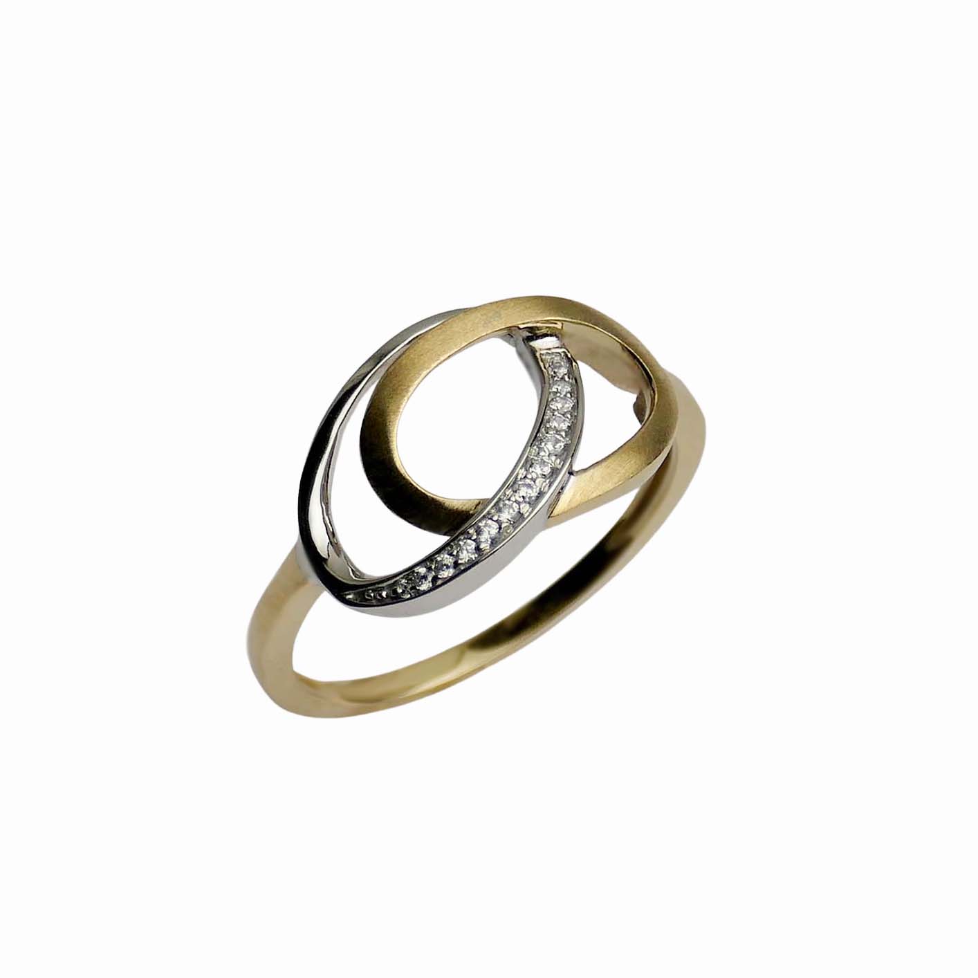 33225 Zirkoniaring bicolor Gelbgold und Weißgold 333/000