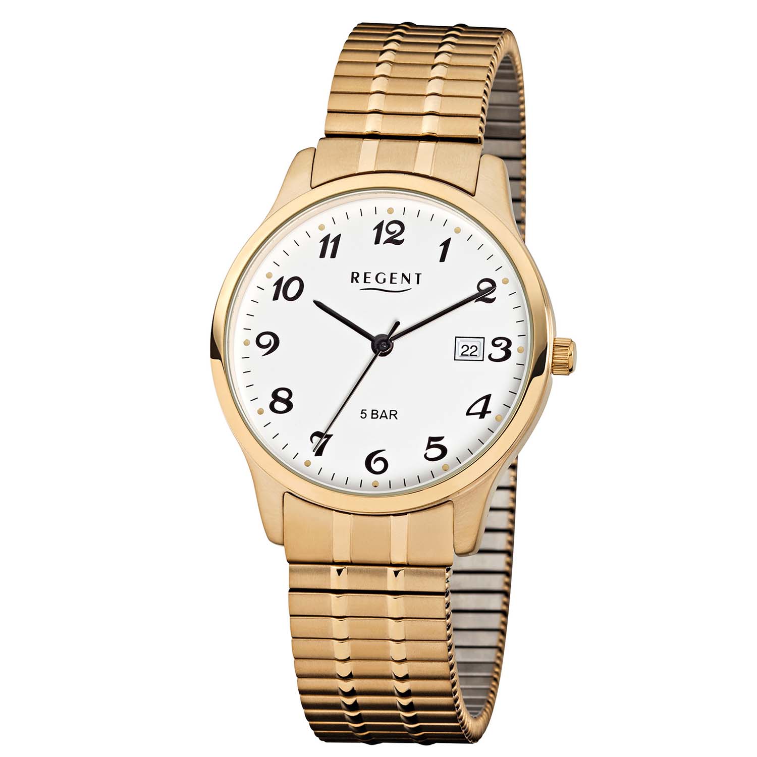 Regent Herrenuhr Quartz Edelstahl Gold-ionenplattiert mit Zugband