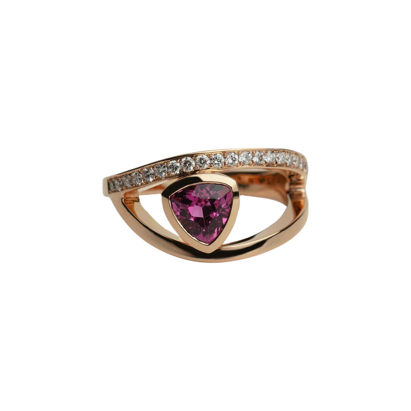 33366-1 Damenring Roségold 750/000 mit rosa Turmalin und Brillanten