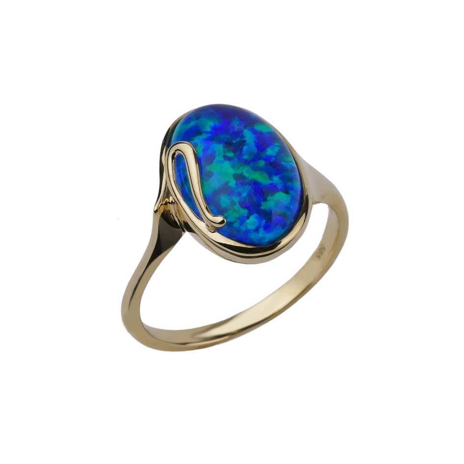 34118-1 Damenring Gelbgold 585/000 mit synthetischem Opal