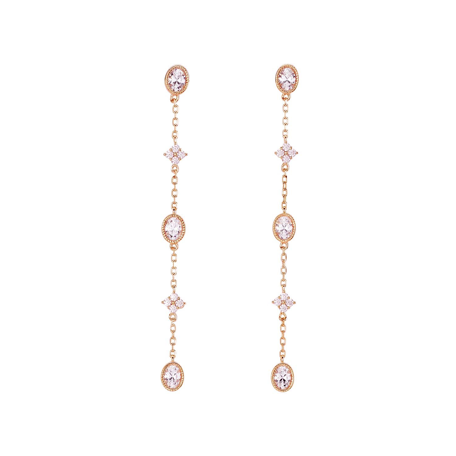 34224 Ratius Ohrhänger aus roségoldplattiertem Silber mit Zirkonia