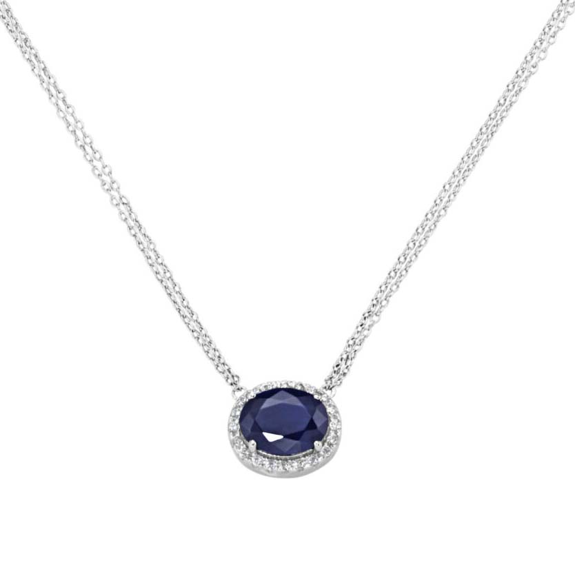 Halskette Silber mit Spinell und Zirkonia