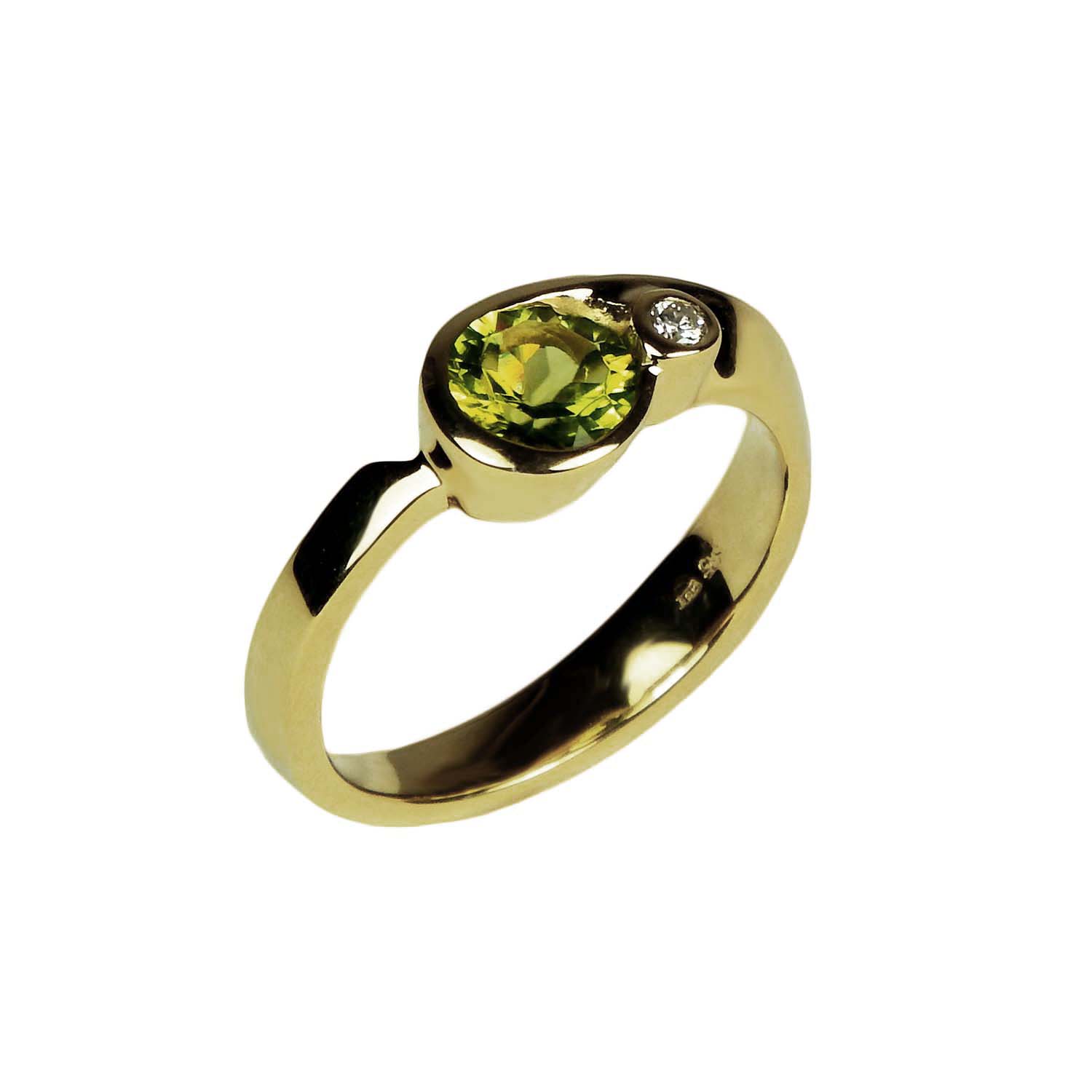 31388-1hFO9ChU09ETan Damenring Peridot mit Brillant Gelbgold 585/000