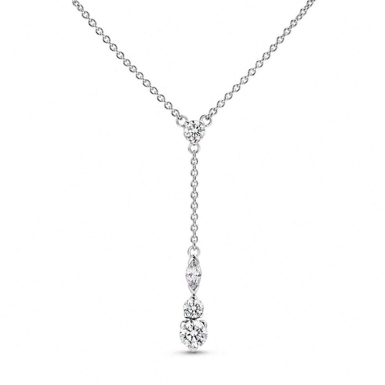 Y-Collier aus rhodiniertem Silber mit Zirkonia