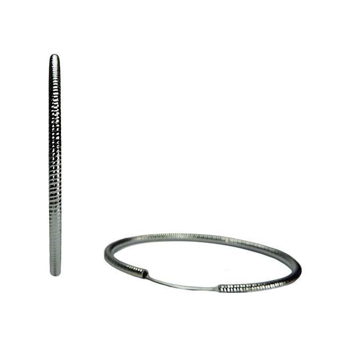31193 Große Silbercreolen Sterlingsilber rhodinierte Ohrringe mit Glitzereffekt