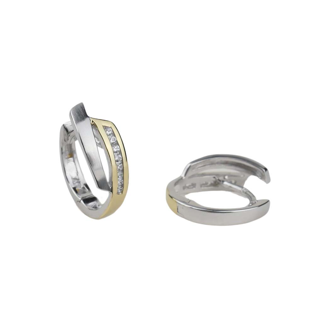 34134 Creolen aus Sterlingsilber in Bicoloroptik mit Zirkonia