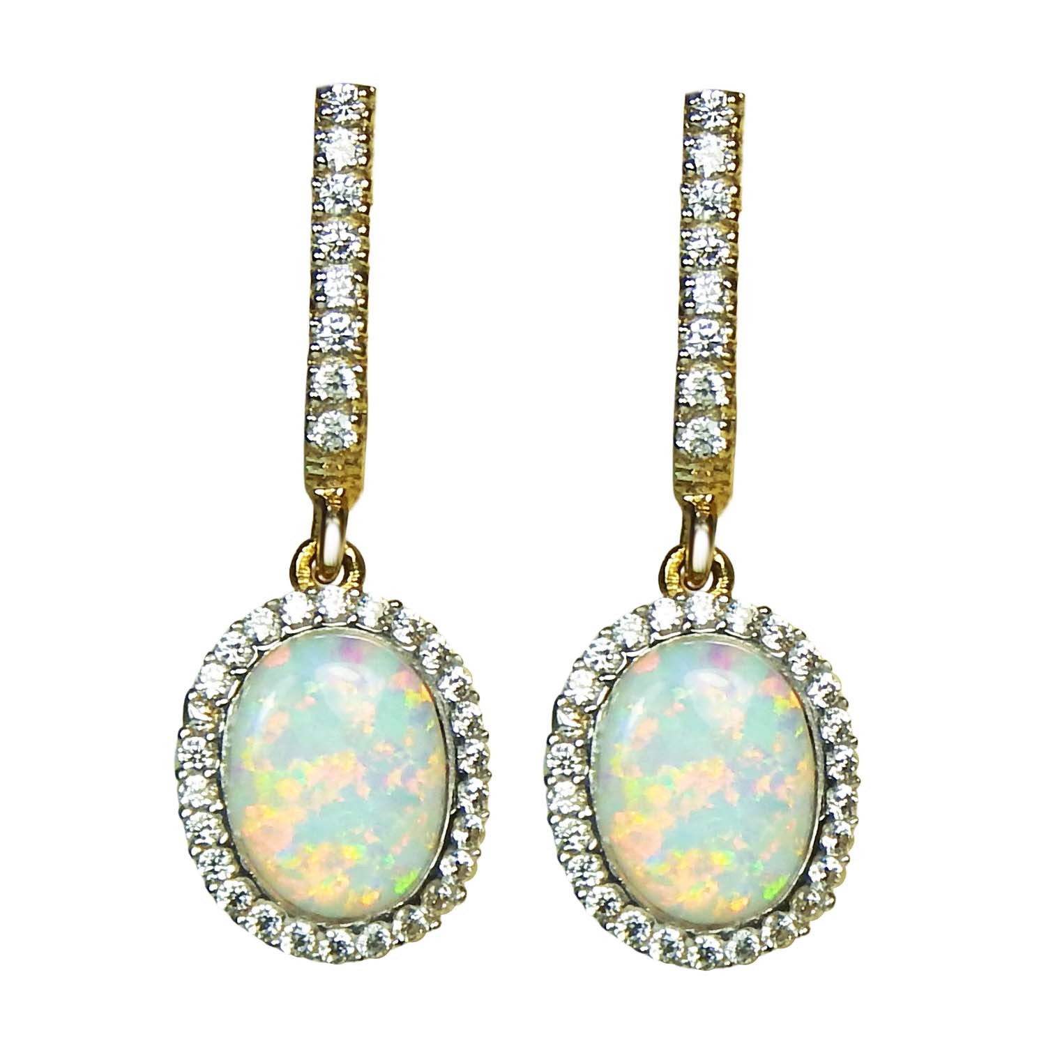 Opalohrhänger Gold mit Zirkonia