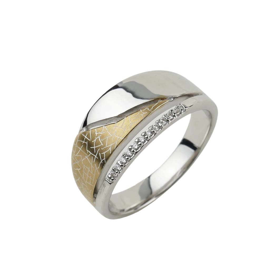 P2600409-removebg Damenring Silber bicolor mit Zirkonia