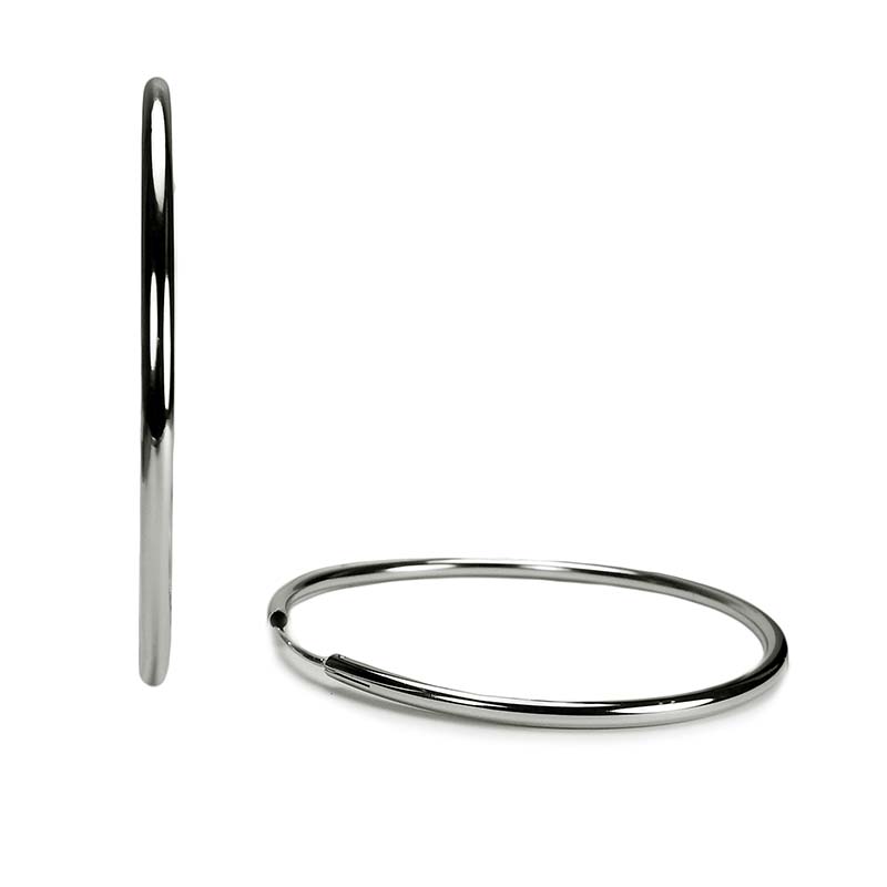 31210 Große Silbercreolen Sterlingsilber rhodinierte, polierte Silberohrringe