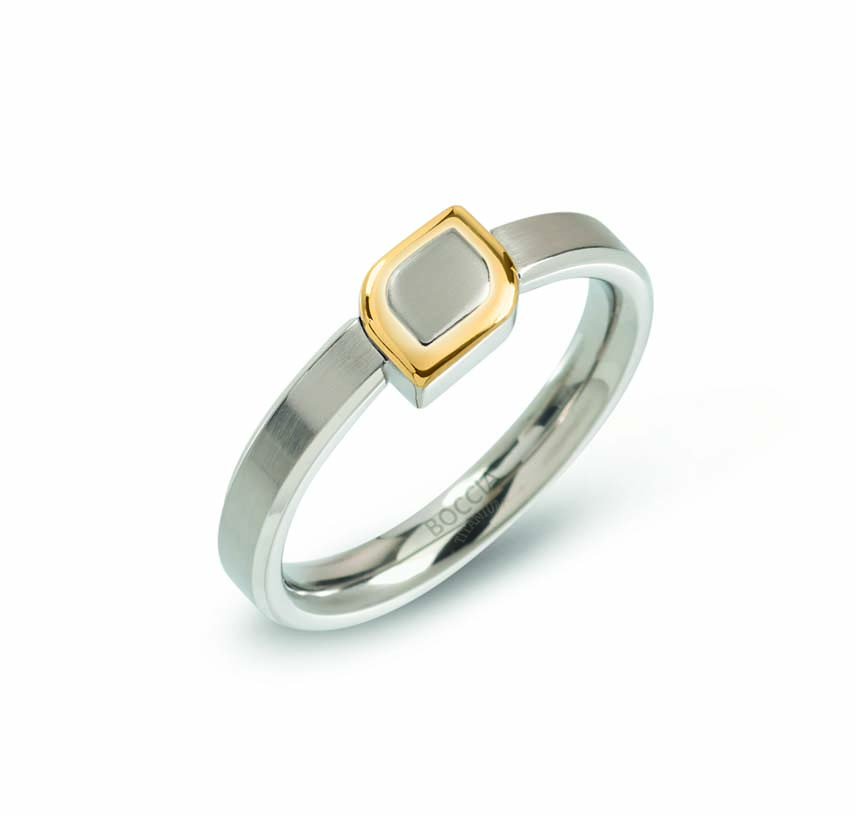0142-02 Boccia Ring Titan bicolor goldplattiert