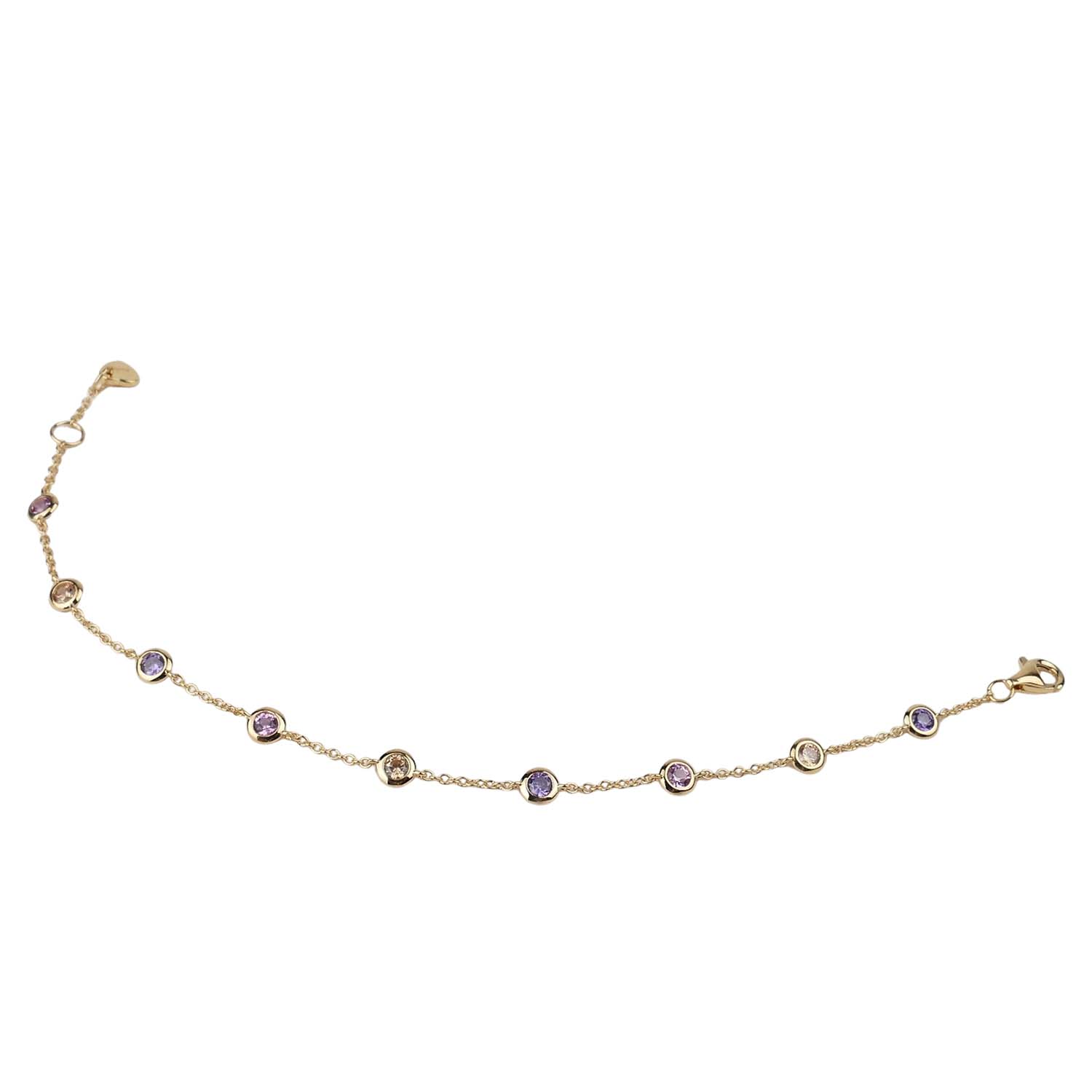 Ratius Armband Silber goldplattiert mit farbigen Zirkonia