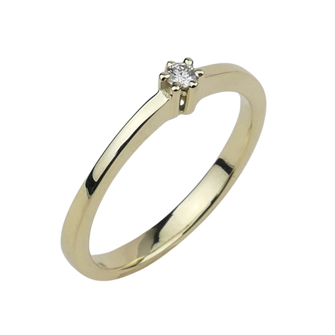 Verlobungsring Gelbgold 585/000 mit Brillant aus unserer Goldschmiede
