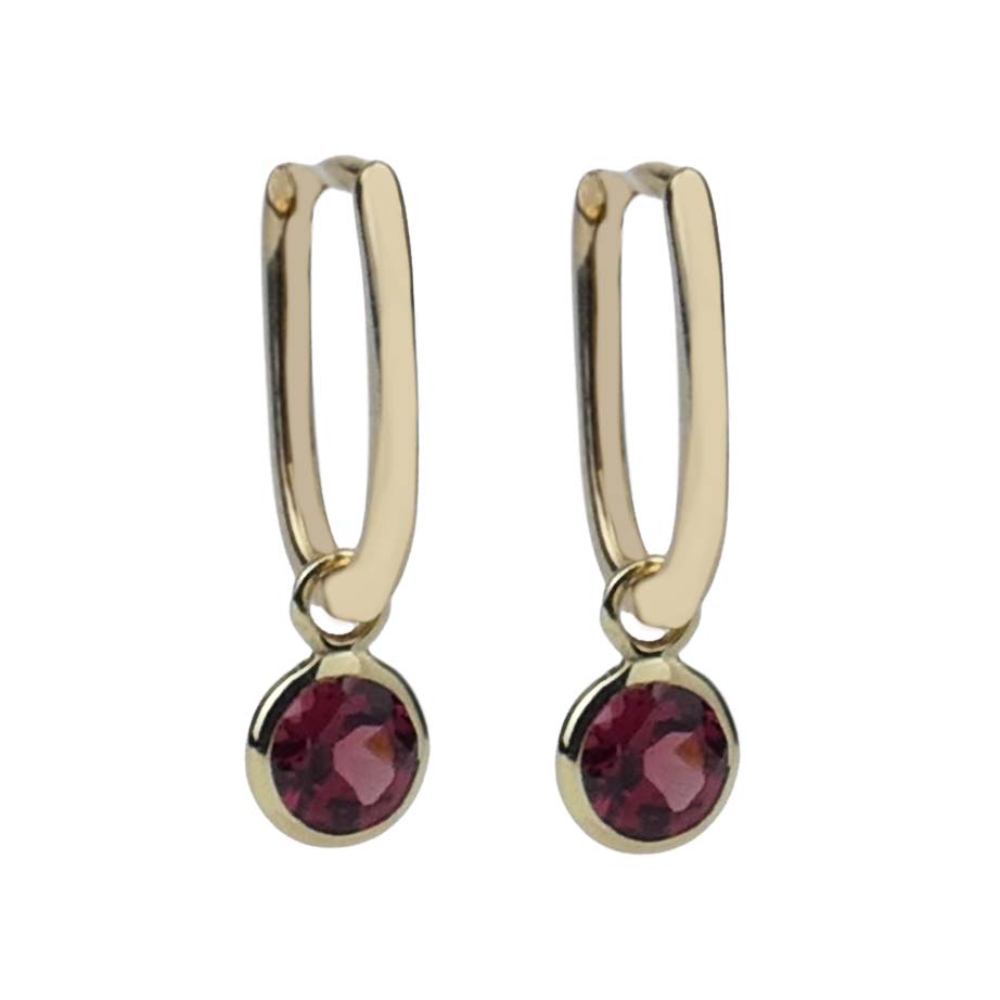 Creoleneinhänger mit Granat Gelbgold 585/000