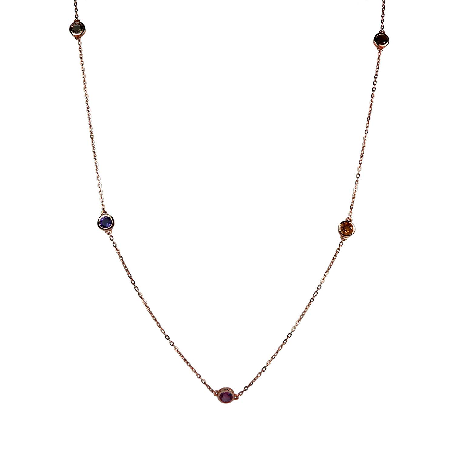 Halskette mit Farbsteinen Roségold 585/000