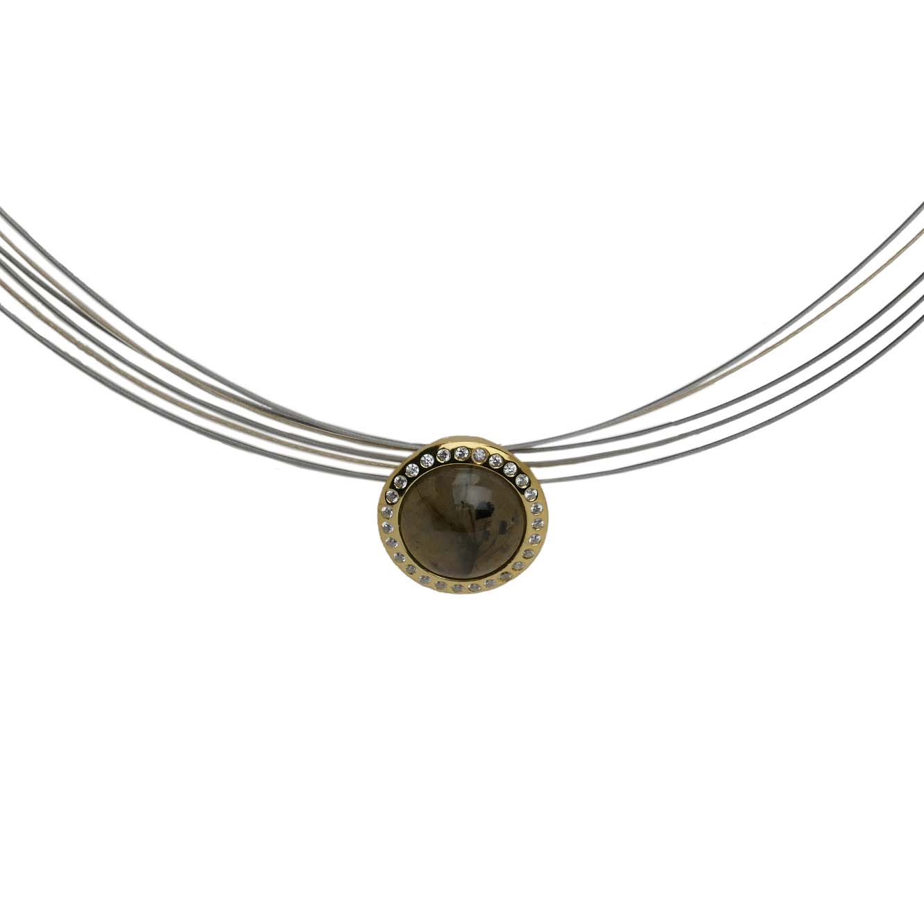 Collier Sterlingsilber und Edelstahl mit Labradoritanhänger