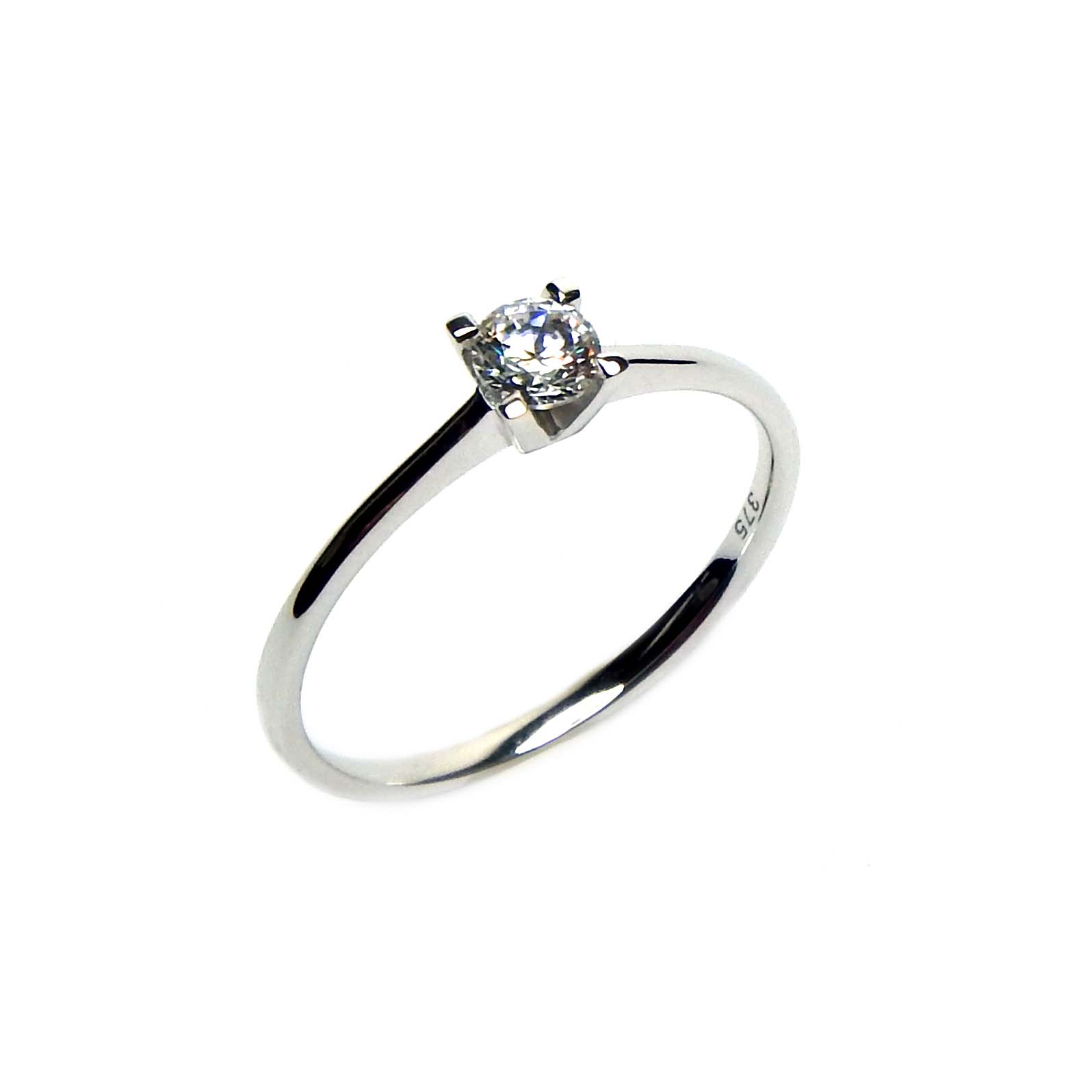 Verlobungsring Weißgold 375/000 mit Zirkonia