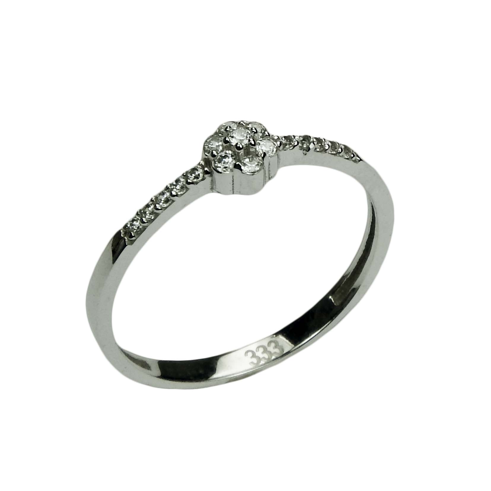 31050 Damenring Weißgold 333/000 mit Zirkonia in Blütenform Weißgoldring Verlobungsring