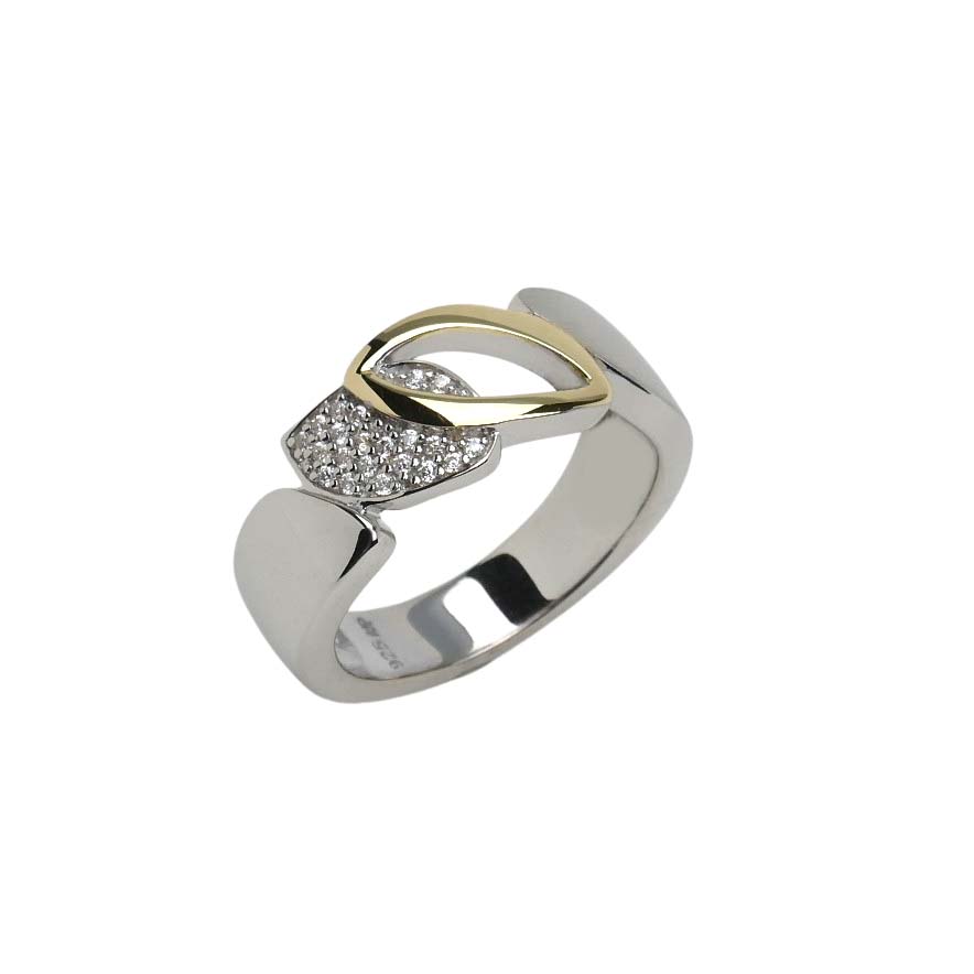 Damenring Sterlingsilber mit Zirkonia in Bicoloroptik