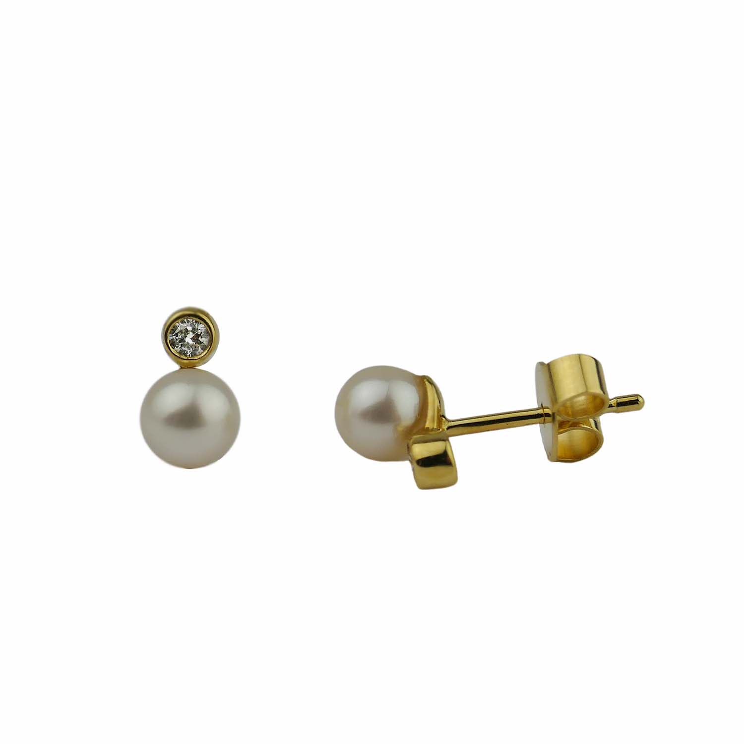 33183-1 Zuchtperlohrstecker mit Brillanten Gelbgold 585/000