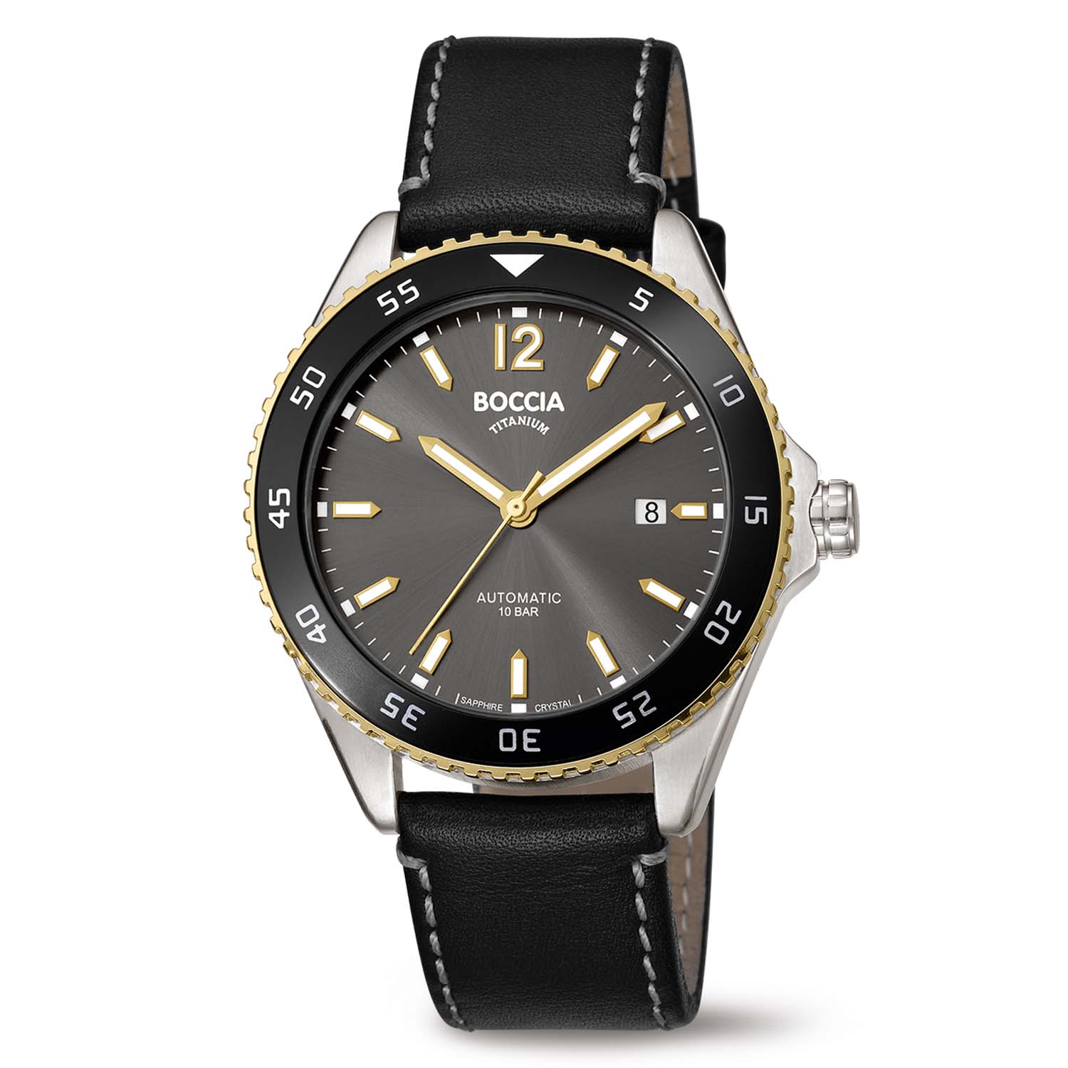 3653-03 Boccia Titanium nickelfreie Automatik-Herrenuhr 100 m wasserdicht