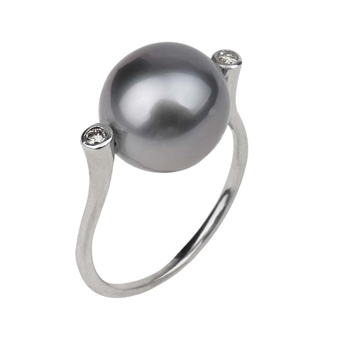 Damenring Silber mit Tahitiperle und Zirkonia