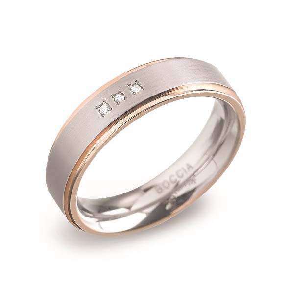 Boccia Brillantring aus bicolor roségold plattiertem Titan
