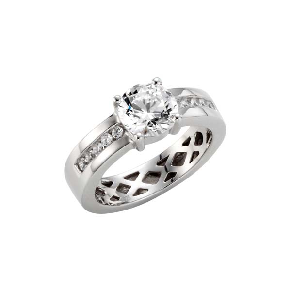 34355 Damenring aus rhodiniertem Sterlingsilber mit Zirkonia