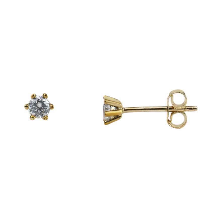 Solitärohrstecker mit Zirkonia Gelbgold 585/000