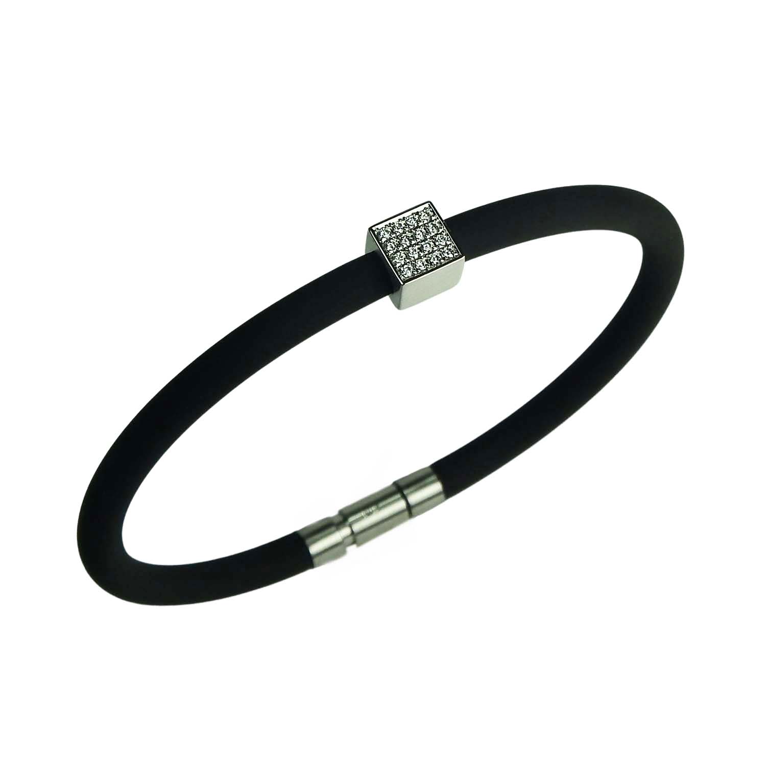 9306630-011-3 Armreif Bunz Platin und Kautschuk mit Brillanten