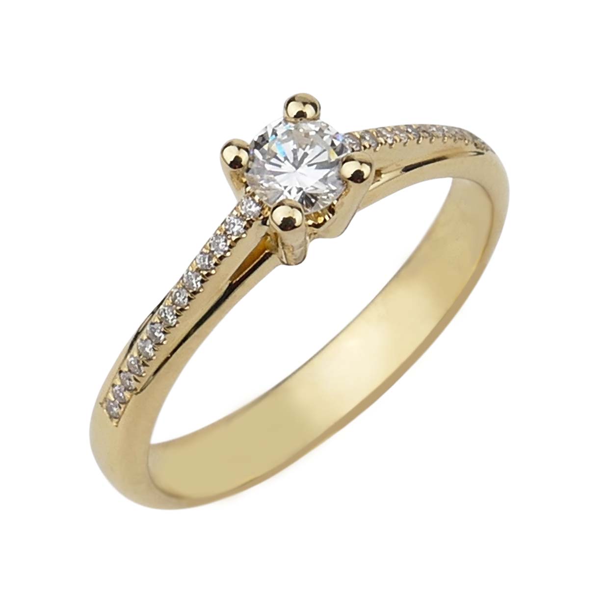 Verlobungsring Gelbgold 750/000 Goldschmiede-Ring mit Brillanten Verlobungsring Gelbgold 750/000 Goldschmiede-Ring mit Brillanten