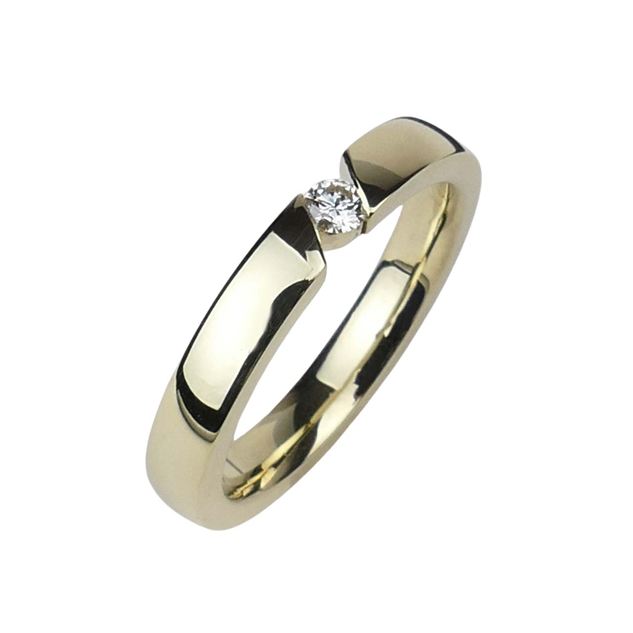 Damenring in Spannring-Optik Gelbgold 585/000 mit Brillant 0,08 ct.