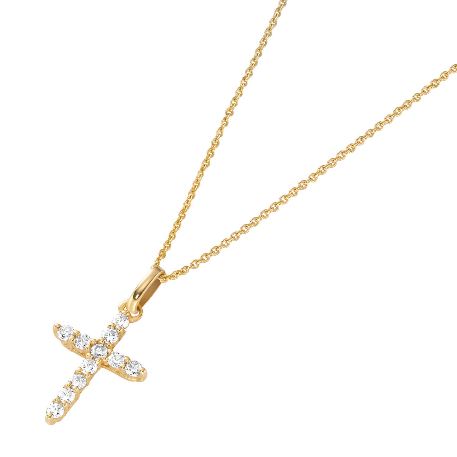 Brillantkreuz mit Kette Gelbgold 585/000